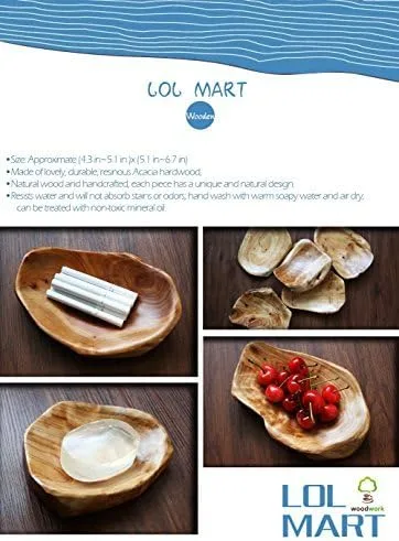 Vista 2 de LOL MART - Bandeja de madera natural para almacenar alimentos (6.5 ~ 9 pulgadas)