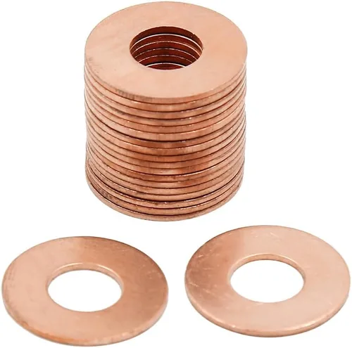 Vista 8 de X AUTOHAUX Anillo de sellado plano de cobre métrico M6 x 0.354 in x 0.039 in para tuerca de tornillo
