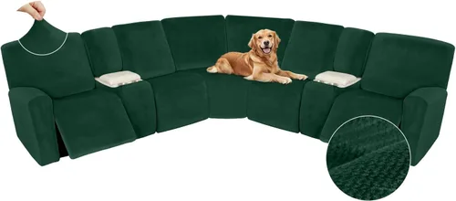 Vista 452 de Arfntevss Fundas de sofá seccional reclinable de terciopelo, Funda de sofá seccional de esquina para sofá reclinable, Funda elástica suave