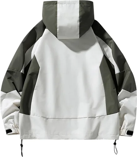Vista 2 de Ymosrh Chaqueta impermeable para hombre con capucha, ligera, cortavientos para exteriores, M-4XL