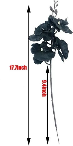 Vista 2 de Juego de 5 orquídeas artificiales artificiales de tacto real, orquídea de mariposa, orquídea bailarina de seda para boda, hogar, centro de mesa Negro