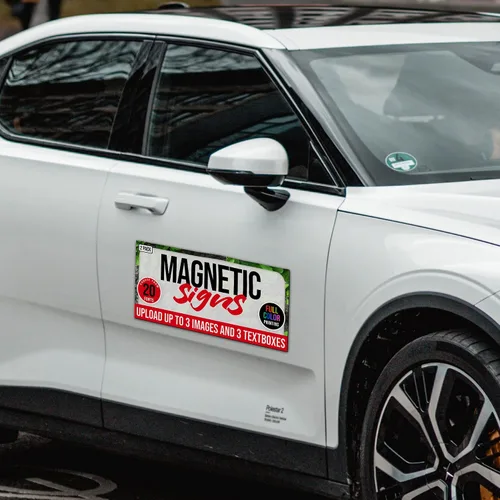 Vista 6 de Paquete de 2 letreros magnéticos personalizados para vehículos, imanes de automóvil personalizados para empresas, letreros magnéticos personalizados
