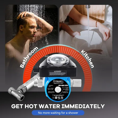 Vista 6 de Kit de válvula de sensor de acero inoxidable 304 de repuesto para sistema de bomba de recirculación de agua caliente instantánea, incluye válvula
