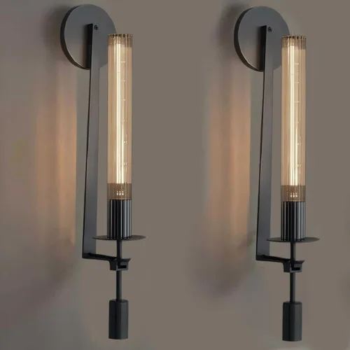 Vista 6 de LIGHTLAND Aplique de pared dorado, lámpara de pared moderna de metal y vidrio de 28 pulgadas, lámpara de pared para sala de estar, dormitorio