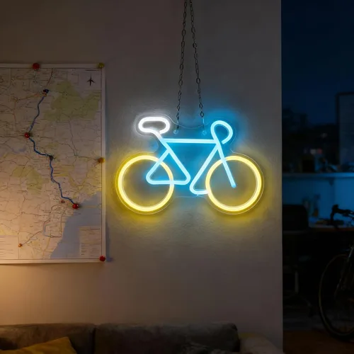 Vista 2 de Letreros de neón para bicicleta para decoración de pared, luces de neón para dormitorio, luz de pared de neón adecuada para sala de estar, oficina