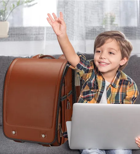 Vista 6 de Baobab's wish Ransel Randoseru Mochila Mochila semiautomática Bolso escolar japonés para niñas y niños Cuero PU bab-rng58 (Marrón), Marrón, Classic