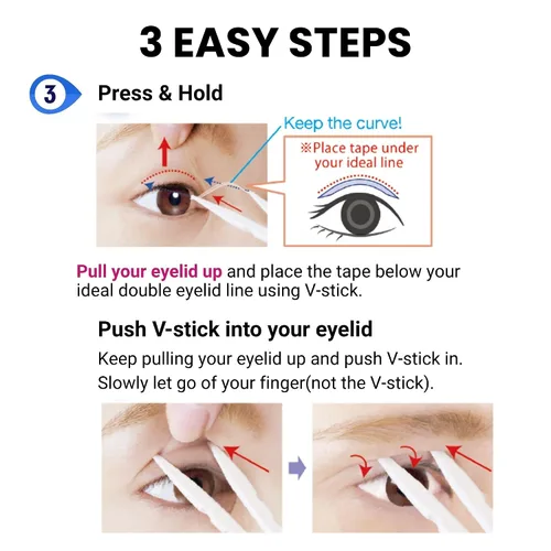 Vista 9 de D-UP Cinta invisible de doble párpado para ojos con capucha, calcomanías impermeables para párpados, adhesivo de doble cara, tiras de elevación