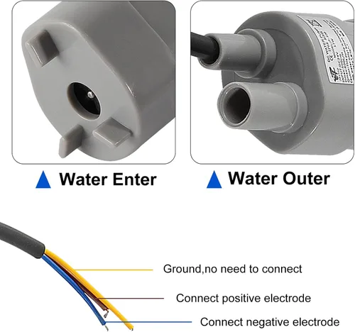 Vista 5 de Paquete de 2 motores sumergibles de bomba de agua de CC de cabeza alta para estanque, acuario, fuente de pecera 10L/Min 600L/H DC 24V 1.2A con tubo