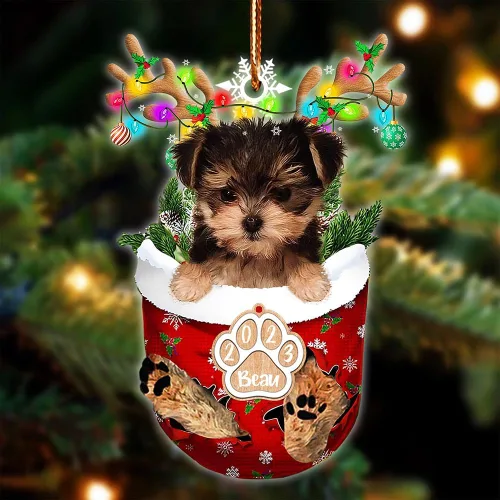 Vista 133 de NAZENTI Adorno Navideño de Bolsillo Personalizado de Affenpinscher en la Nieve, Adorno de Forma Acrílica de Perro, Adorno de Navidad 2023, Adorno