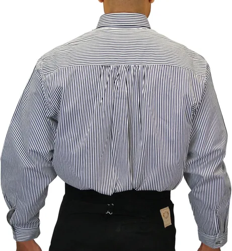 Vista 4 de Historical Emporium Camisa de vestir de algodón con cuello de club banquero para hombre, recreación formal del disfraz del período victoriano Negro