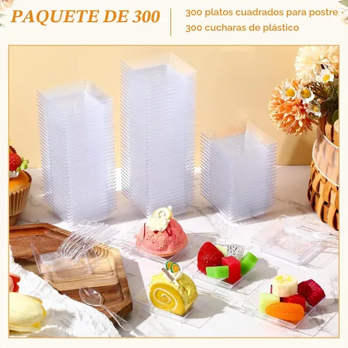Vista 4 de 300 juegos de mini platos de postre con cucharas de 1 onza 2.4