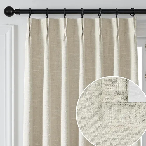 Vista 9 de Cortinas Grises de 84 Pulgadas de Largo con Textura de Lino Transparente con Forro para Sala de Estar, Pliegues Pellizco Pestaña Trasera Cortinas