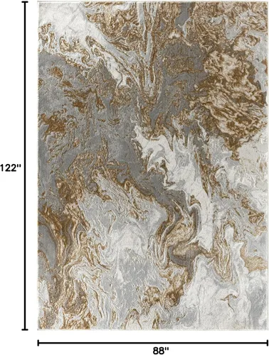 Vista 2 de LUXE WEAVERS Alfombra de Área Abstracta de Remolinos de Mármol, Gris 8x10