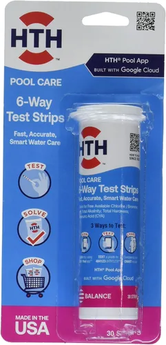 Vista 9 de HTH 1276 Swimming Pool Care - Tiras de prueba de 6 vías, probador de productos químicos para agua de piscina, 30 tiras (paquete de 2)
