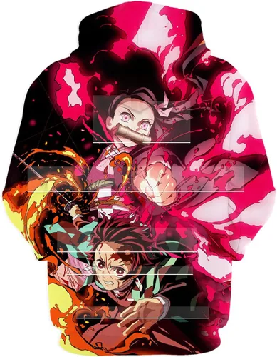 Vista 2 de Sudadera con capucha y bolsillo con estampado 3D de animé para hombre