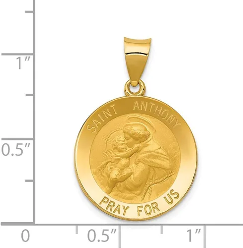 Vista 2 de Colgante de medalla de San Antonio de oro amarillo sólido de 14 quilates (1.063in x 0.748in), Oro amarillo