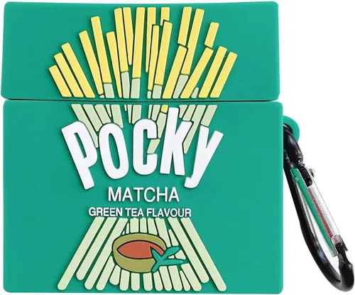 Vista 3 de Funda para AirPods 1/2, creativa y divertida caja de galletas con sabor a té verde, elegante funda de silicona para protección de auriculares
