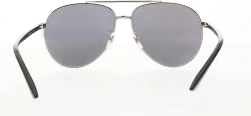 Vista 4 de Gucci GG 0043SA 001 - Lentes de sol de aviador de metal plateado con ajuste asiático lente de espejo azul NegroRutenio 6114145