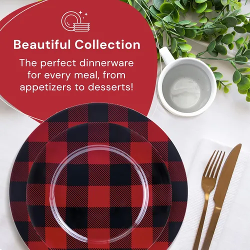 Vista 7 de Safdie & Co. - Juego de vajilla de 16 piezas, color rojo y negro, de porcelana, incluye cuencos, platos y tazas, apto para lavavajillas