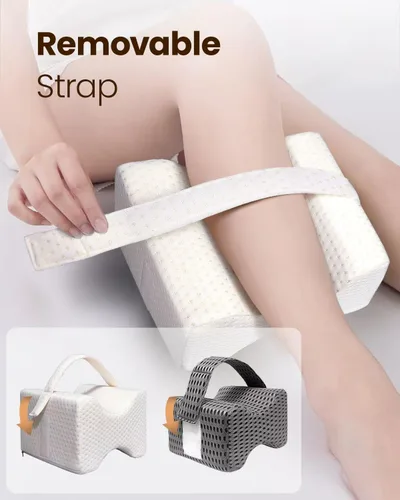 Vista 4 de Almohada de rodilla para personas que duermen de lado con correa, almohada de espuma viscoelástica para piernas para dormir de lado con repuesto