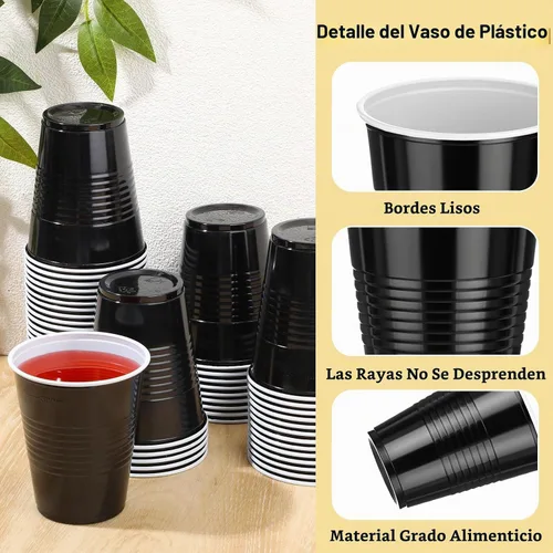 Vista 3 de Pickmesh Paquete de 50 Vasos de Plástico de 12 oz Vasos Desechables de Navidad a Granel para el Día de Año Nuevo, Bodas, Cumpleaños, Baby Shower