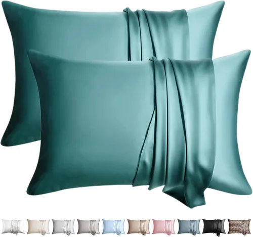 Vista 19 de Juego de 2 fundas de almohada de seda 100% de tamaño estándar, fundas de almohada de seda de morera para cabello y piel, juego de 2, seda de la más