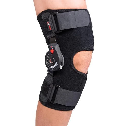 Vista 7 de Rally ROM Rodillera con bisagras, soporte de rodilla de compresión ajustable con bisagras ROM extraíbles y control de flexibilidad de bloqueo