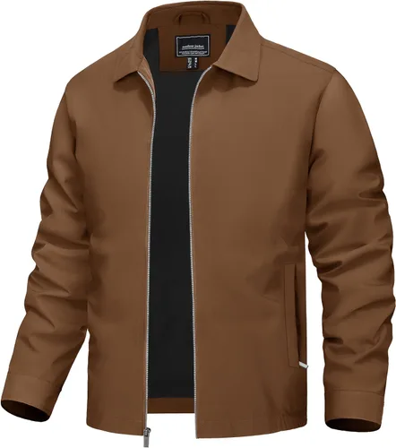Vista 16 de TACVASEN Chaqueta Cortavientos Ligera para Hombre con Cremallera Completa Cuello Plegable Chaquetas Abrigo Casual Ligero con Bolsillos con Cremallera