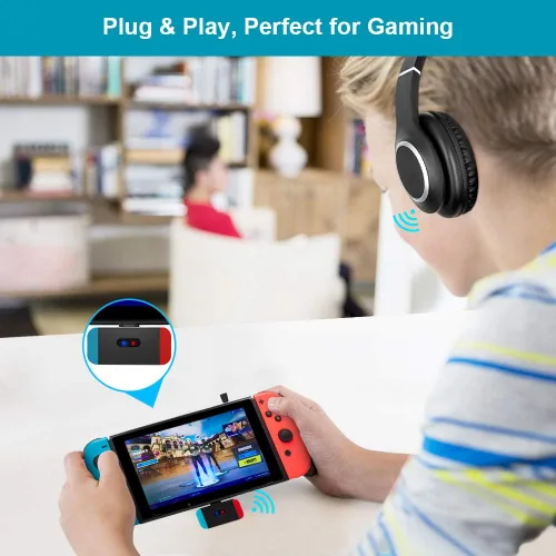 Vista 2 de Golvery Bluetooth Gaming Headset for Nintendo Switch Wireless Bluetooth Headphones wUSB C Transmitter for PC Laptop PS4 Plug Play Noise Cancelling