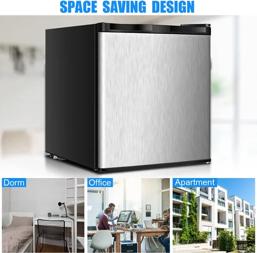Vista 5 de GOFLAME Refrigerador compacto, mini refrigerador vertical de 1.1 pies cúbicos con puerta reversible y control de termostato ajustable para el hogar