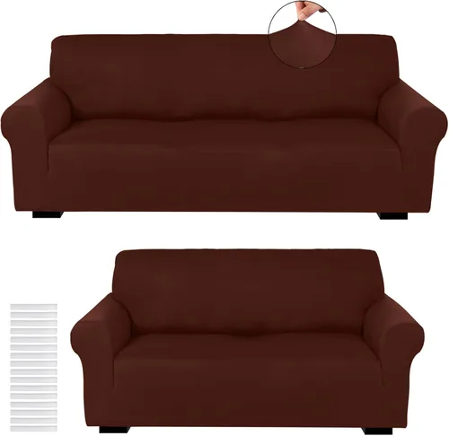 Vista 27 de Peryiter Juego de 2 fundas para sofá de dos plazas Fundas para muebles para sala de estar para sofá, sillón, ajuste elástico, a prueba de arrugas