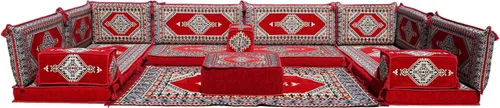 Vista 9 de arabicsofa Cojines de piso árabe en forma de U – Sofá tradicional Majlis con sofá otomano