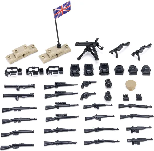 Vista 6 de Paquete de armas, accesorios de armas militares, juguetes modelo soldado de la Segunda Guerra Mundial, equipo militar, bloques de batalla