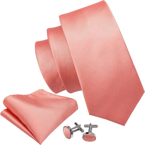 Vista 156 de Barry.Wang Juego de corbatas a cuadros para hombre con pañuelo gemelos de rayas clásicas