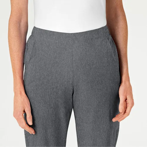 Vista 5 de WonderWink pantalones de cargo de frente plana para mujer Gris carbón jaspeado