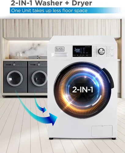 Vista 2 de BLACK+DECKER Washer and Dryer Combo, 2.7 Cu. Ft. Capacity, BCW27MW, White