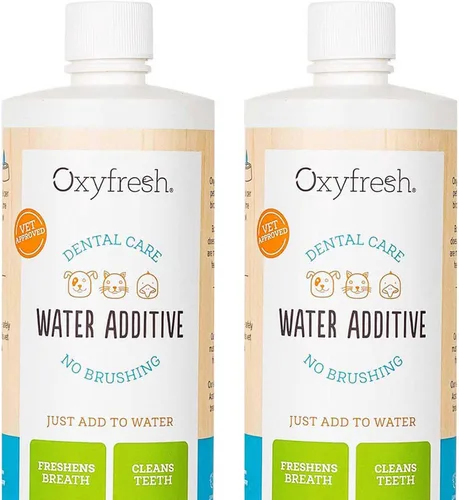 Vista 7 de Oxyfresh Premium Cuidado dental para mascota, aditivo para el agua, elimina el mal aliento, combate sarro, placa, solo tienes que añadirla al agua