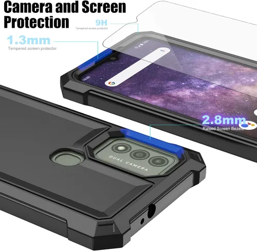 Vista 6 de Ailiber - Funda para Wiko Voix, doble capa, protector de pantalla, color negro Air-Guard Corners, Shockproof Flexible TPU Bumper, Slim Hard Back