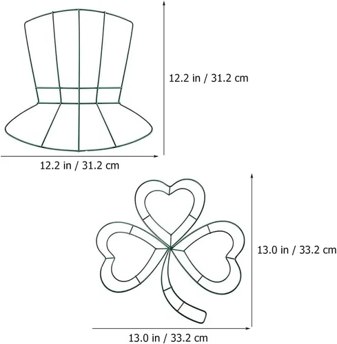 Vista 2 de LOGOFUN 4 piezas de trébol de alambre del día de San Patricio, corona de metal con forma de trébol de la suerte, sombrero irlandés, corona de flores