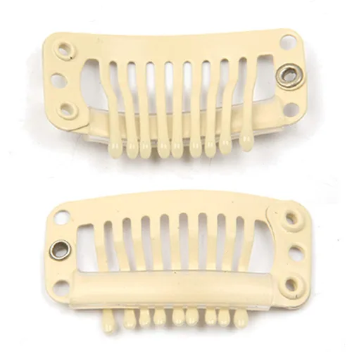 Vista 3 de 20 clips de metal para extensiones de cabello y pelucas Beige -20 piezas