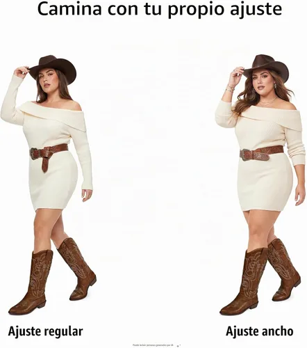 Vista 4 de mysoft Botas vaqueras para mujer de media pantorrilla bordadas estilo occidental de punta puntiaguda con tacón grueso tipo pull-on hasta la rodilla