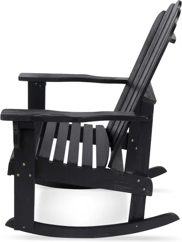 Vista 3 de Shine Company Marina Adirondack - Mecedora de madera para interiores y exteriores, color negro