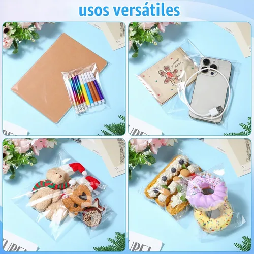 Vista 4 de Kosiz - 600 bolsas para violonchelo, 3 x 5 pulgadas, 5 x 7 pulgadas, 6 x 9 Bolsas de celofán de plástico transparente, autoadhesivas resellables
