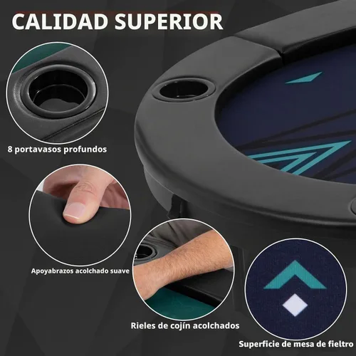 Vista 5 de RAYKEEP Mesa de póquer plegable 4 en 1 de 72 pulgadas con alfombrilla