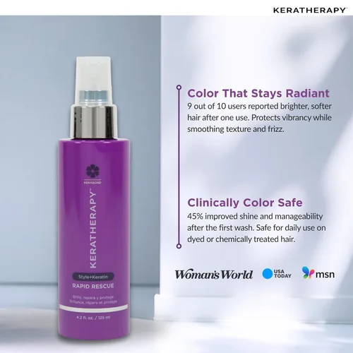 Vista 4 de KERATHERAPY Spray de brillo rápido con infusión de queratina para protección térmica del cabello, 4.2 onzas líquidas, 4.2 fl oz – Spray reparador