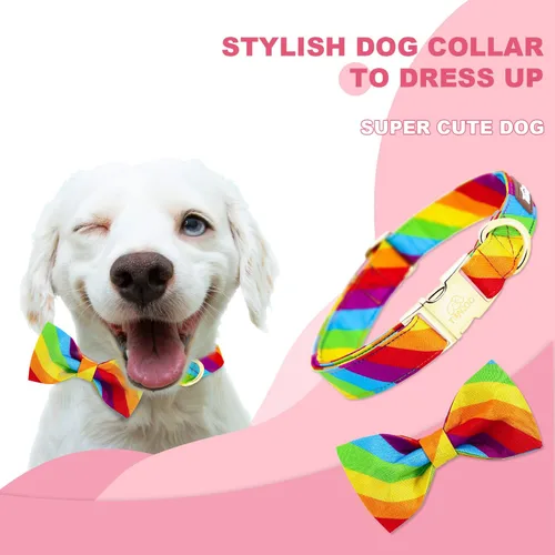 Vista 18 de Tunkoo Collar de otoño para perro con elegante pajarita, duradero, ajustable y elegante collar de otoño para mascotas, disponible en tamaño pequeño
