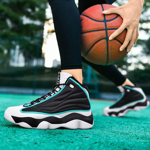 Vista 2 de MODGE Zapatos deportivos de baloncesto de caña alta para hombre, ligeros, transpirables, antideslizantes, que absorben los golpes