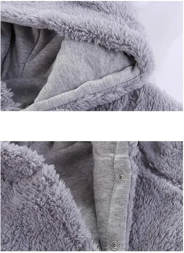 Vista 4 de VNVNE - Enterizo con capucha para recién nacido, traje para la nieve, con diseño de caricaturas, de oso, de forro felpa