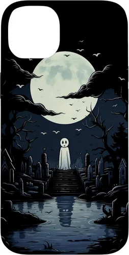 Vista 15 de iPhone 16 Ghost Halloween Cemetery Scary Creepy Case