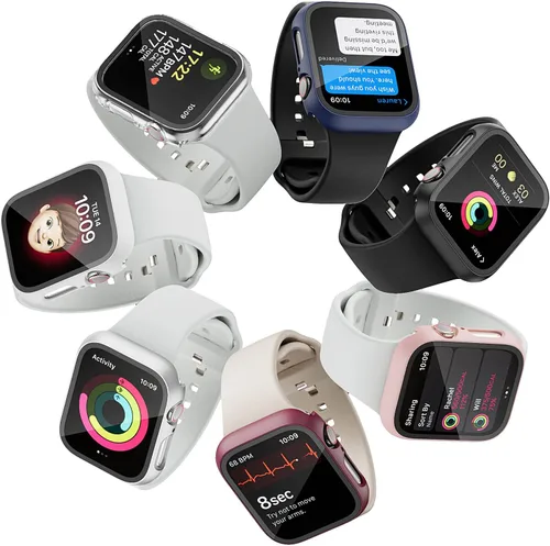 Vista 7 de JZK - 2 fundas con protector de pantalla de vidrio templado para Apple Watch Series 3/2/1 de 38 mm, ultradelgadas, de cobertura completa Negro/Negro